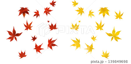 赤と黄色の紅葉の手描き風イラスト素材 139849698