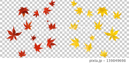 赤と黄色の紅葉の手描き風イラスト素材 139849698