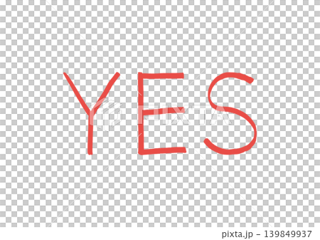 用麥克筆手寫一個簡單的紅色「YES」。 139849937