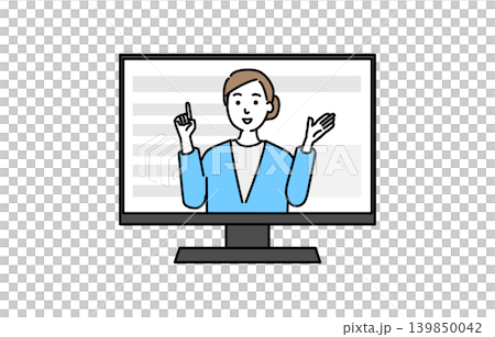A woman speaking from inside a monitor A woman speaking from inside a monitor 139850042