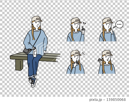 Various expressions of young women in casual clothes Various expressions of young women in casual clothes 139850068