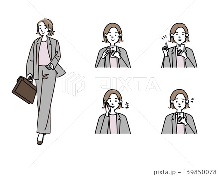 いろいろな表情のビジネススタイルの若い女性 139850078