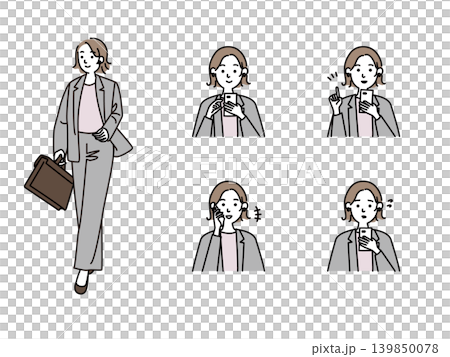いろいろな表情のビジネススタイルの若い女性 139850078