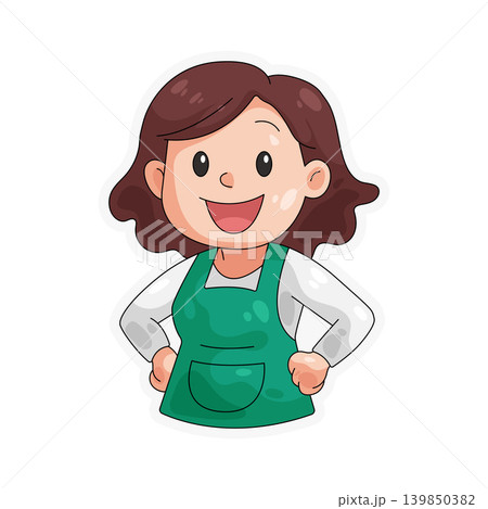 Illustration of mother wearing apron Illustration of mother wearing apron 139850382