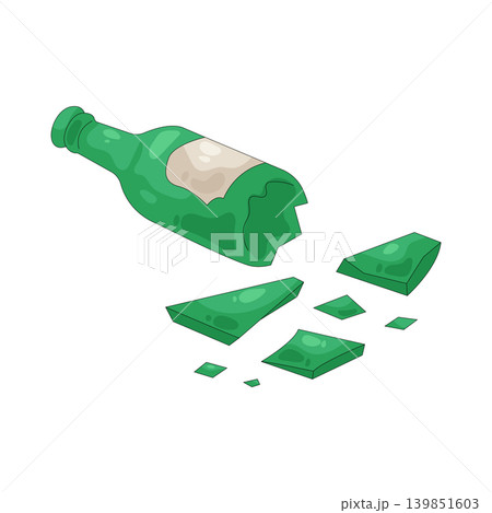 Illustration of broken glass bottle  139851603