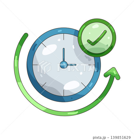 Illustration of clock with checkmark Illustration of clock with checkmark 139851629