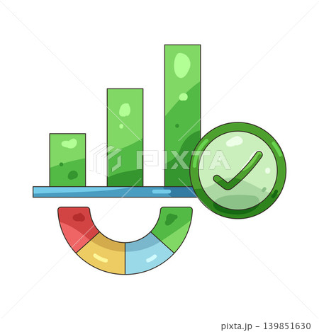 Illustration of growth bar with checkmark Illustration of growth bar with checkmark 139851630
