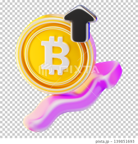 bitcoin growth 3d render icon bitcoin growth 3d render icon 139851693