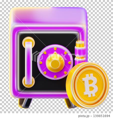 bitcoin locker 3d render icon bitcoin locker 3d render icon 139851694