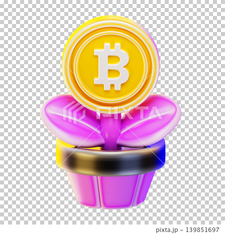 bitcoin plant 3d render icon bitcoin plant 3d render icon 139851697
