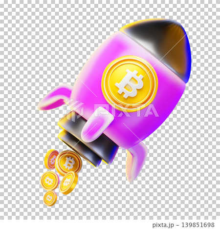 bitcoin rocket 3d render icon bitcoin rocket 3d render icon 139851698