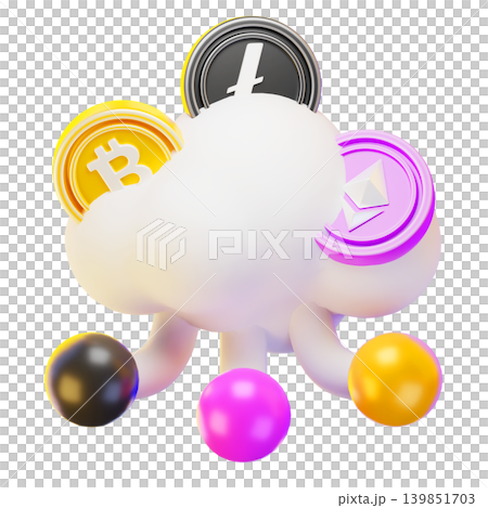 crypto cloud 3d render icon crypto cloud 3d render icon 139851703