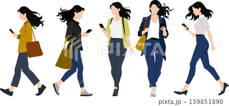 スマホをみる女性のイラスト 139851890