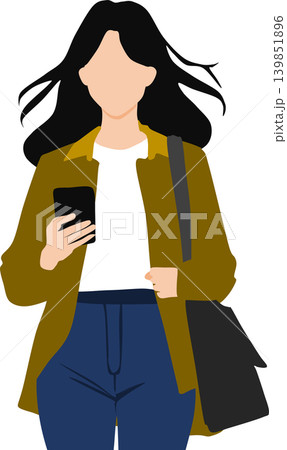 スマホをみる女性のイラスト 139851896