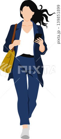 スマホをみる女性のイラスト スマホをみる女性のイラスト 139851899