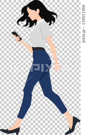 Illustration of a woman looking at her smartphone Illustration of a woman looking at her smartphone 139851900