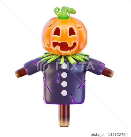pumpkin scarecrow 3d render icon 139852764
