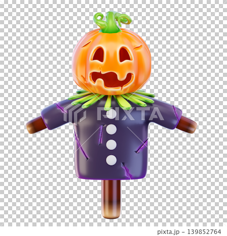 pumpkin scarecrow 3d render icon 139852764