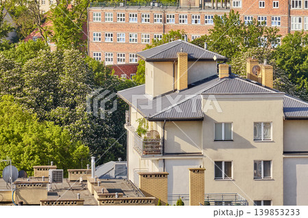 Aerial view of a residential neighborhood in Szczecin, Poland. Aerial view of a residential neighborhood in Szczecin, Poland. 139853233