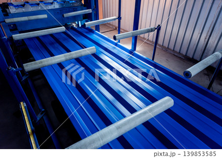 Metal sheet forming machine at the modern metalwork factory. 139853585