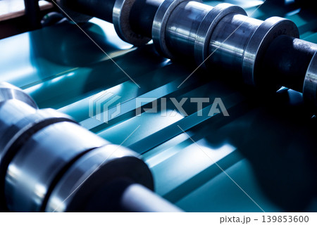Metal sheet forming machine at the modern metalwork factory. Metal sheet forming machine at the modern metalwork factory. 139853600