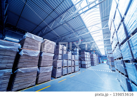 Warehouse industrial company. Commercial warehouse. Crates stacked Warehouse industrial company. Commercial warehouse. Crates stacked 139853616