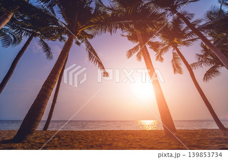 Beautiful sunset at the beach in the tropics. Sky and ocean Beautiful sunset at the beach in the tropics. Sky and ocean 139853734