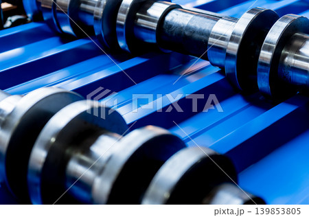 Metal sheet forming machine at the modern metalwork factory. Metal sheet forming machine at the modern metalwork factory. 139853805