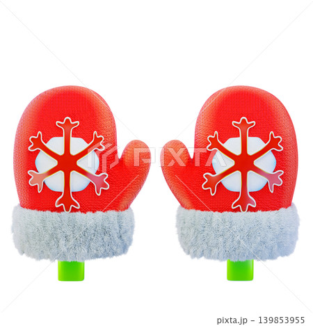 Christmas Gloves 3d render icon 139853955
