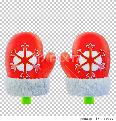 Christmas Gloves 3d render icon 139853955