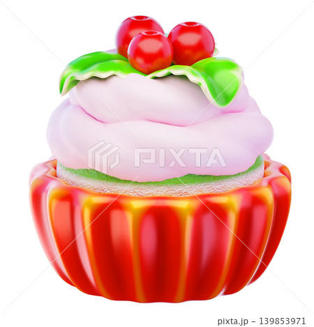 Christmas cup cakes 3d render icon Christmas cup cakes 3d render icon 139853971
