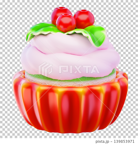 Christmas cup cakes 3d render icon Christmas cup cakes 3d render icon 139853971