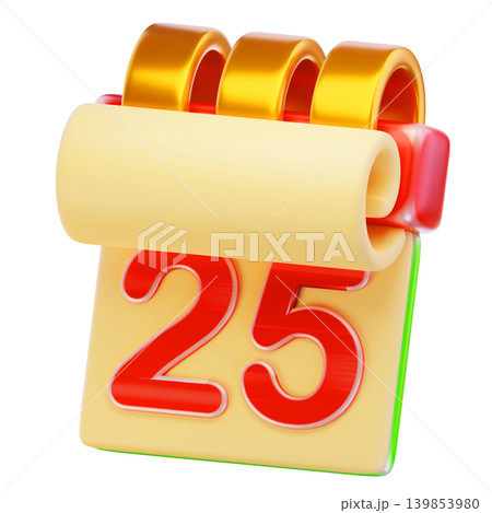 Christmas Calendar 3d render icon Christmas Calendar 3d render icon 139853980