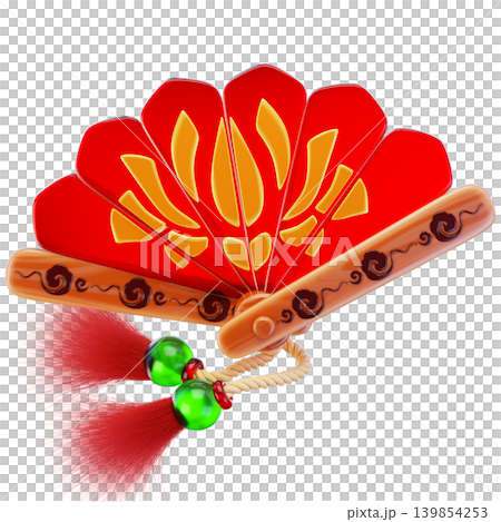 Chinese fan 3d render icon Chinese fan 3d render icon 139854253