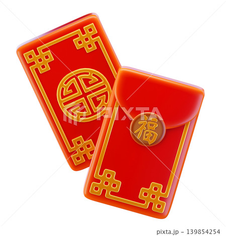 Chinese red envelope 3d render icon Chinese red envelope 3d render icon 139854254