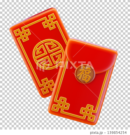 Chinese red envelope 3d render icon Chinese red envelope 3d render icon 139854254