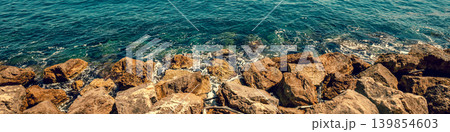 Rocky seashore. Cote d'Azur. French Riviera, Nice, France 139854603