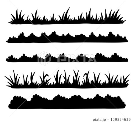 A set of silhouettes of grass, bushes, lawns 139854639