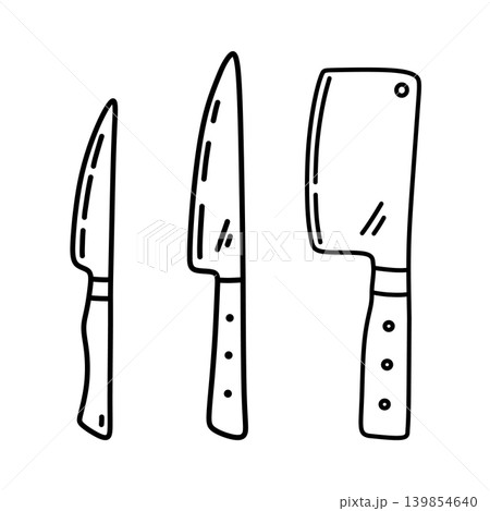 A set of kitchen knives of different shapes A set of kitchen knives of different shapes 139854640