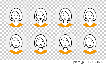 Young woman's facial expression icon set (variations) 139854697