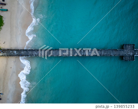 Top view small bridge in to the sea 139855233