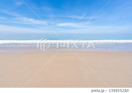 Beautiful sandy beach and sea with clear blue sky background Amazing beach blue sky sand sun daylight relaxation landscape view in Phuket island Thailand for Summer and travel background Beautiful sandy beach and sea with clear blue sky background Amazing beach blue sky sand sun daylight relaxation landscape view in Phuket island Thailand for Summer and travel background 139855280
