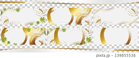 A set of 6 elegant banner backgrounds featuring blue maple leaves and carp, in white and gold. A set of 6 elegant banner backgrounds featuring blue maple leaves and carp, in white and gold. 139855538