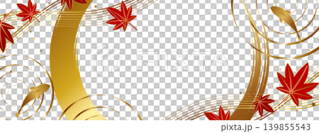 高級感のある紅葉と鯉のバナー背景 ブラック&ゴールド 高級感のある紅葉と鯉のバナー背景 ブラック&ゴールド 139855543
