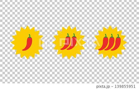Icon illustrations representing the level of spiciness. Icon illustrations representing the level of spiciness. 139855951