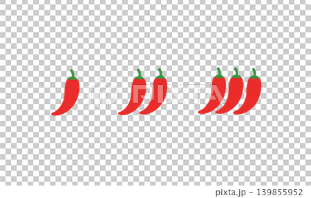 Icon illustrations representing the level of spiciness. 139855952