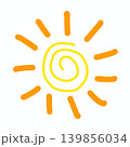 Cute Hand-Drawn Yellow Sun Doodle, Minimalist Spiral Sunshine Icon 139856034