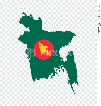 Bangladesh Map with Flag on transparent background 139856429
