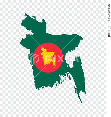 Bangladesh Map with Flag on transparent background 139856430