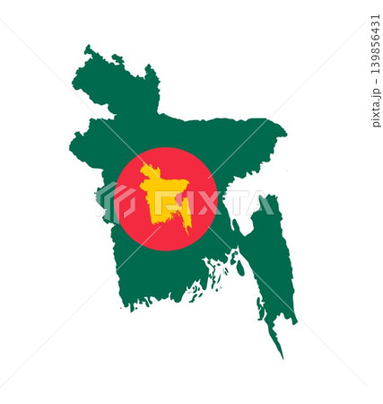Bangladesh Map with Flag on white background 139856431